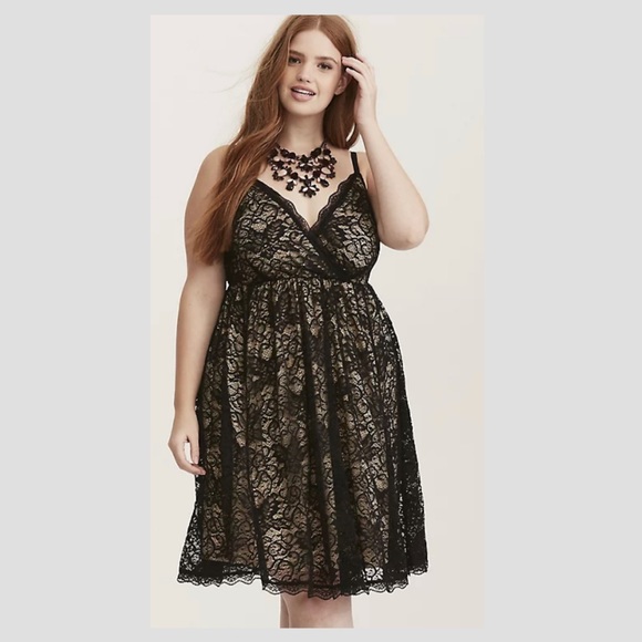 torrid Dresses & Skirts - Torrid black lace surplice skater dress